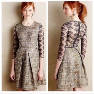 Anthro San & Soni Glit Jacquard Fit & Flare Dress
